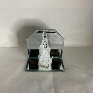 Rare Vintage Spun Glass Tree Mirrored Base and Backing Handcrafted